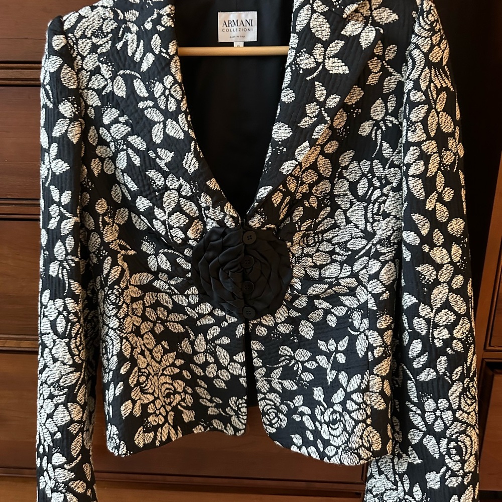 Giorgio Armani Women's “one-of-a-kind” Black and White Floral Jacket